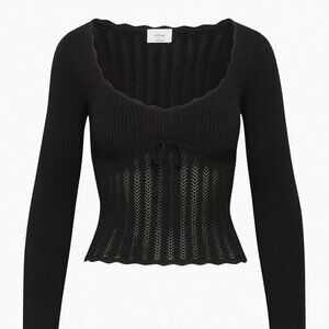 Aritzia Wilfred black knit babydoll Soloist Sweater Size Small
